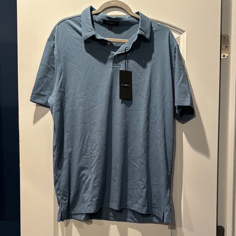 NWT! westzeroone Men's Blue Polo Shirt